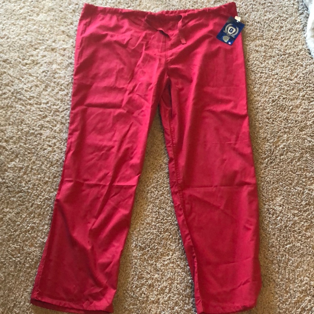 Never worn red women’s drawstring scrub pants